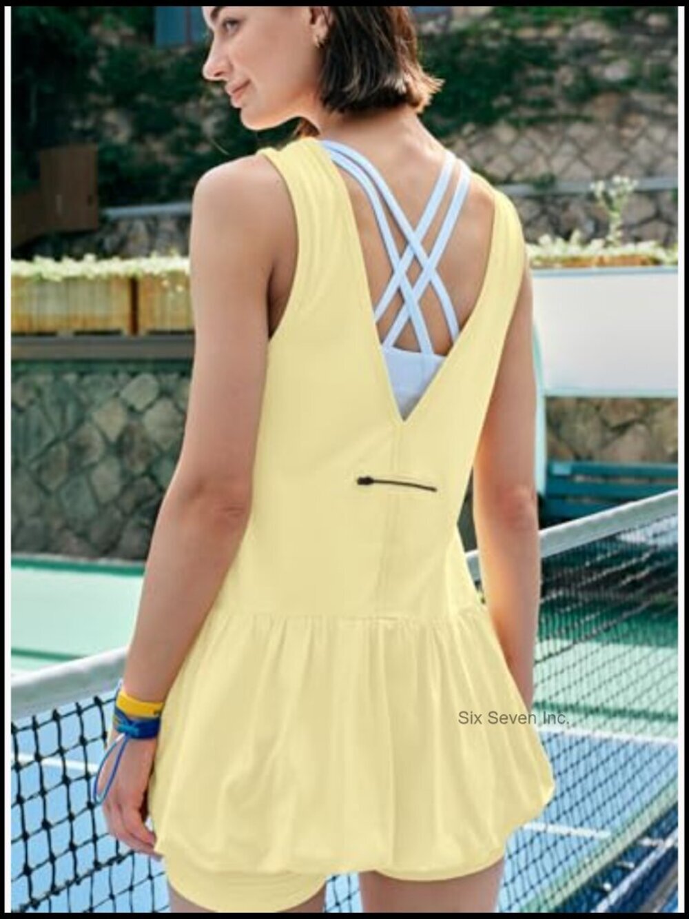 Athletic Dress with Shorts Backless Tennis Golf Active Dress with Pockets - Picture 6 of 7